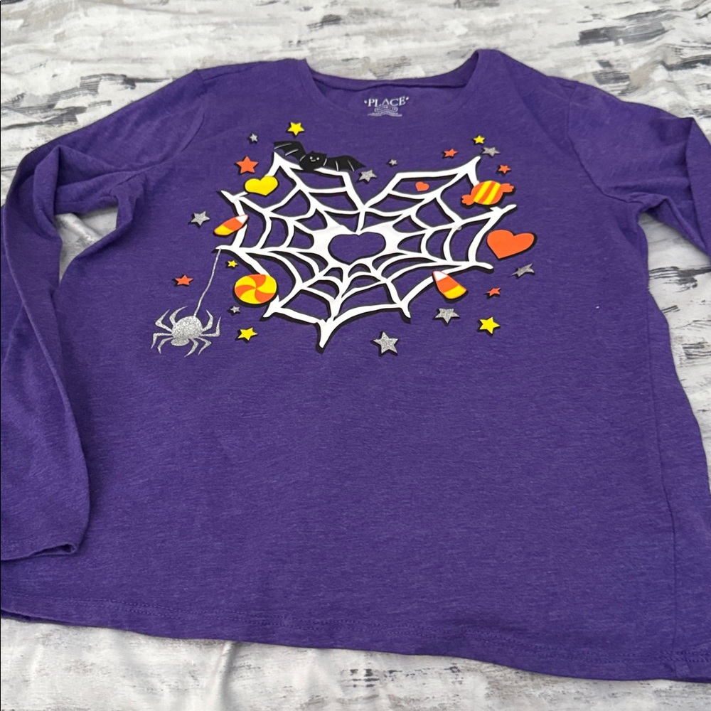 The Children's Place Purple Halloween Spider Web Shirt